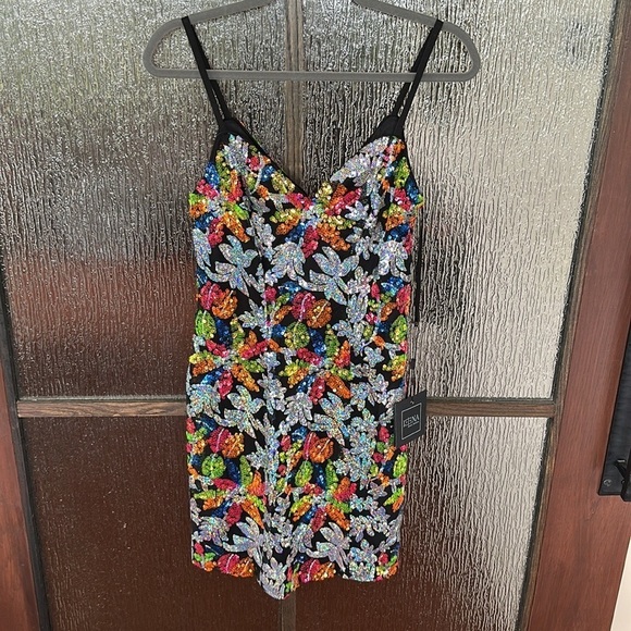 Mac Duggal Embellished Floral Minidress size 4 - Picture 6 of 14